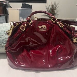 Coach Burgundy Patent Leather Satchel